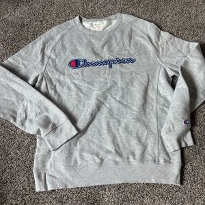 Champion Gray Men's Sweater Preloved size large sweatshirt
